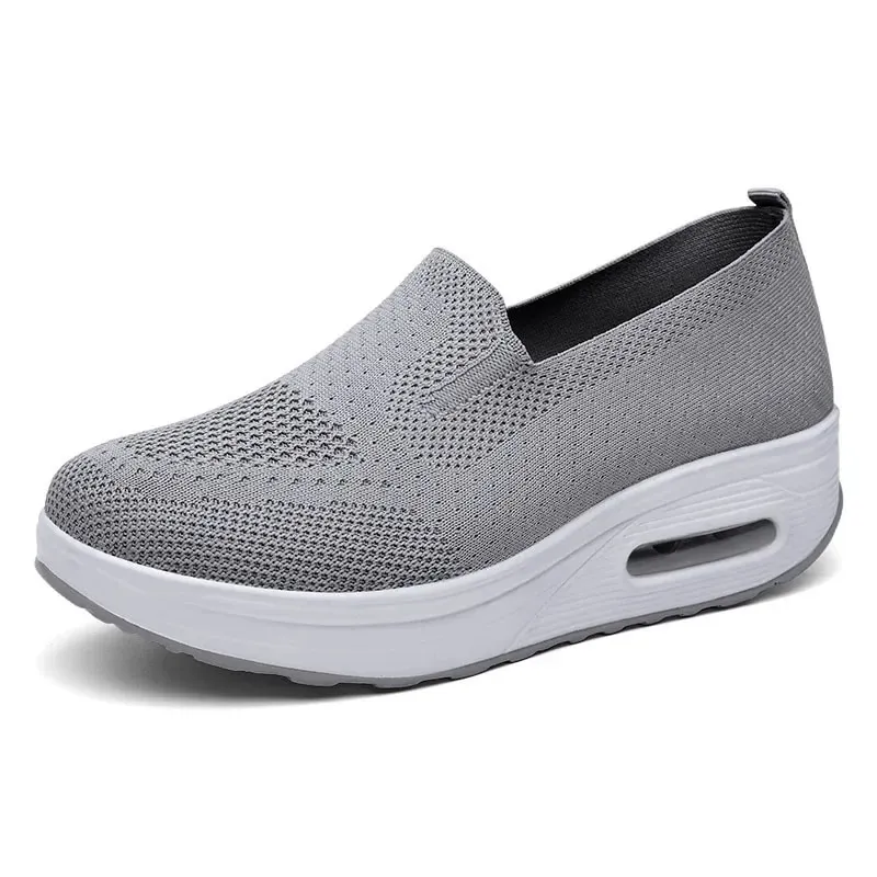 OCW Orthopedic Women Shoes Breathable Mesh up Slip-on Air Cushion Nurse Flat Shoes
