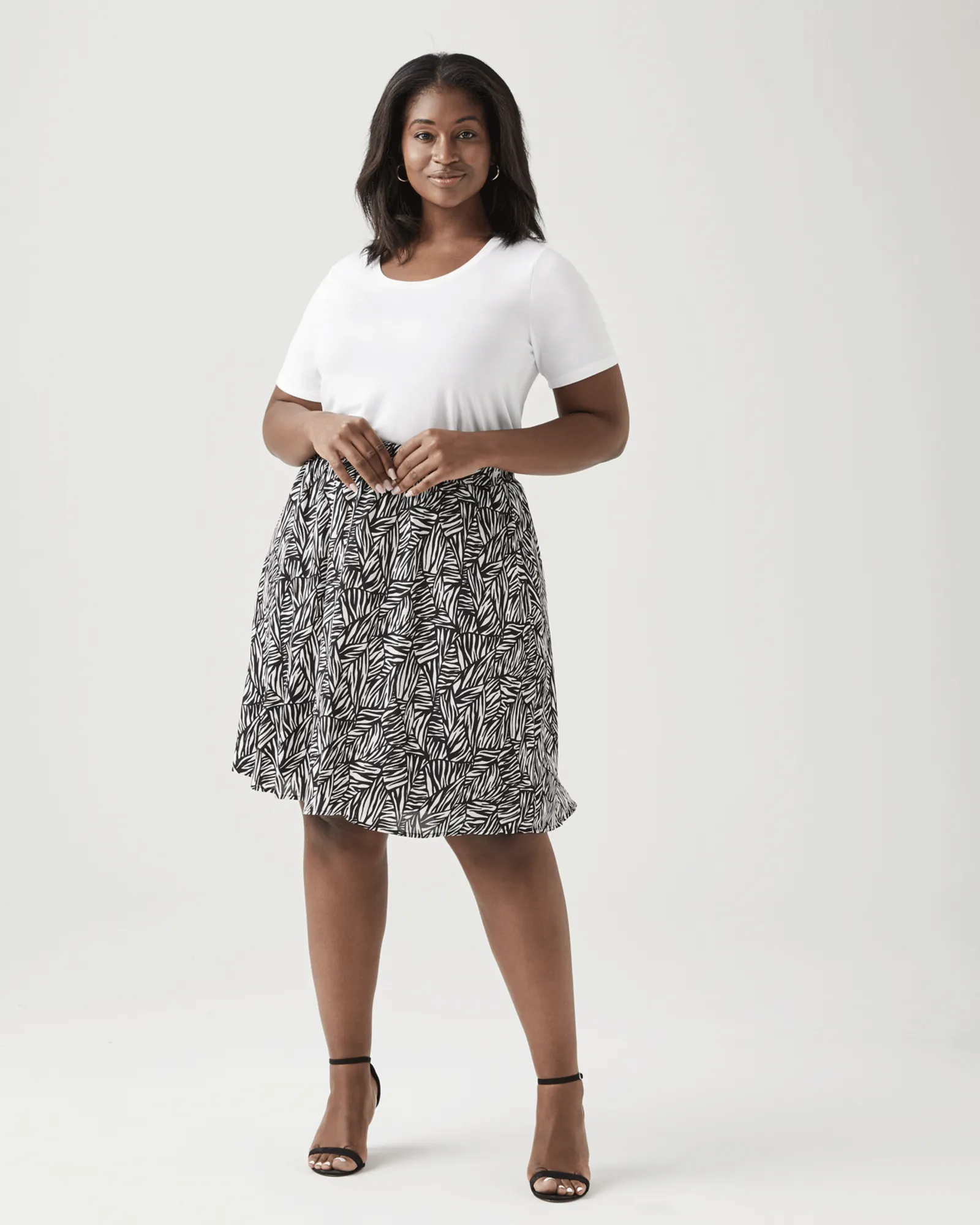 Orchid A-Line Flowy Skirt | White / Black