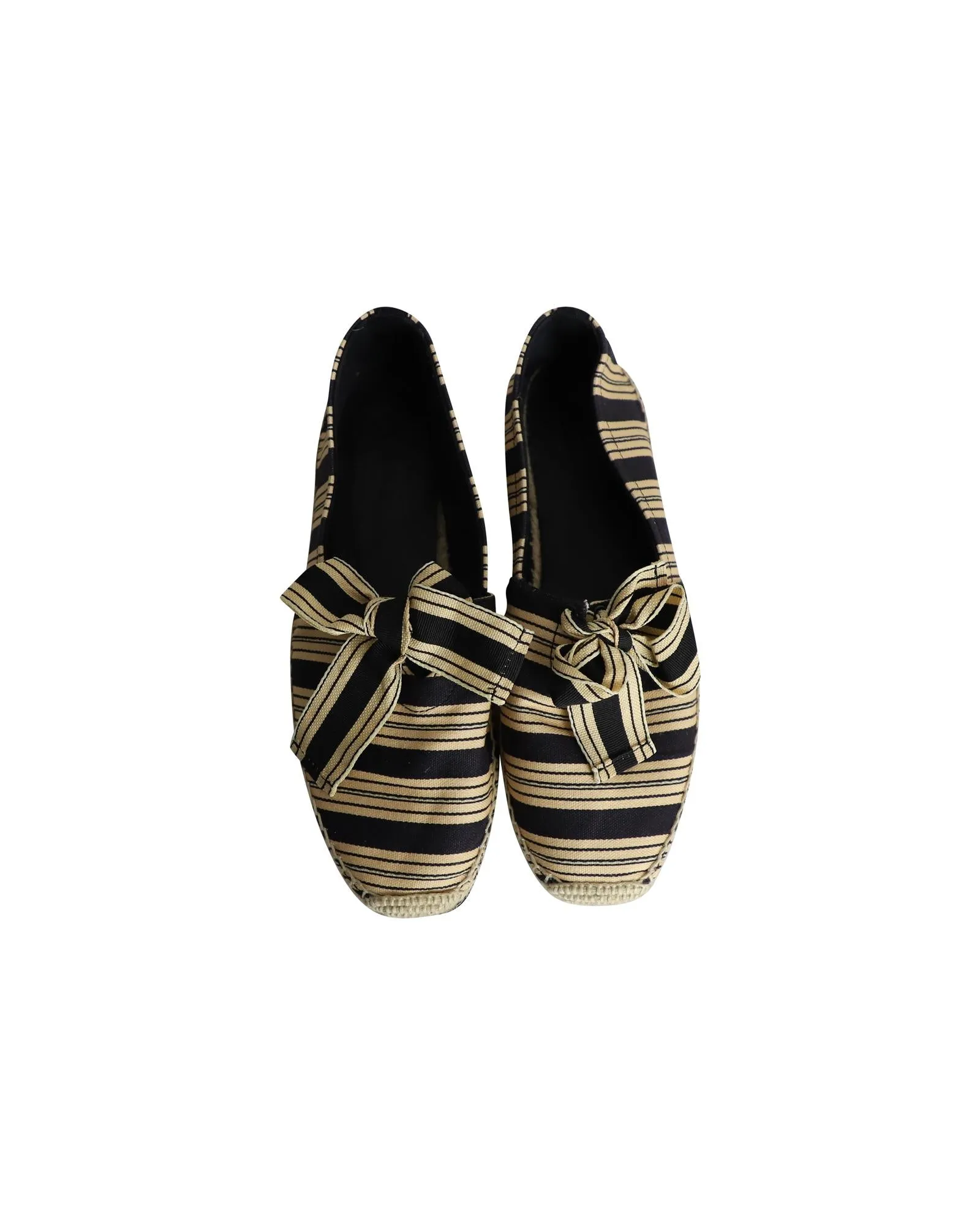 Playful Striped Canvas Bow Espadrille Flats