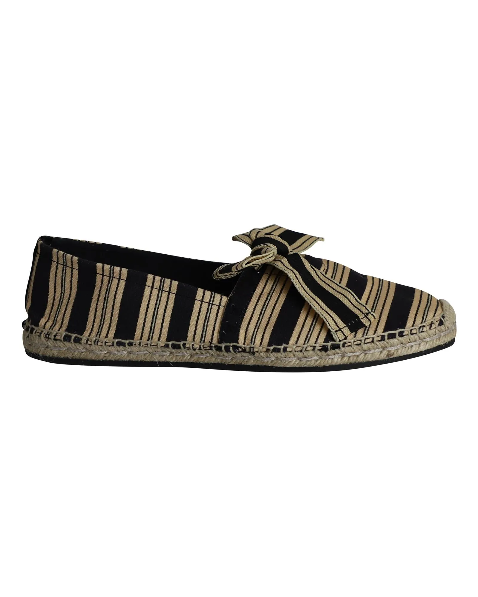 Playful Striped Canvas Bow Espadrille Flats