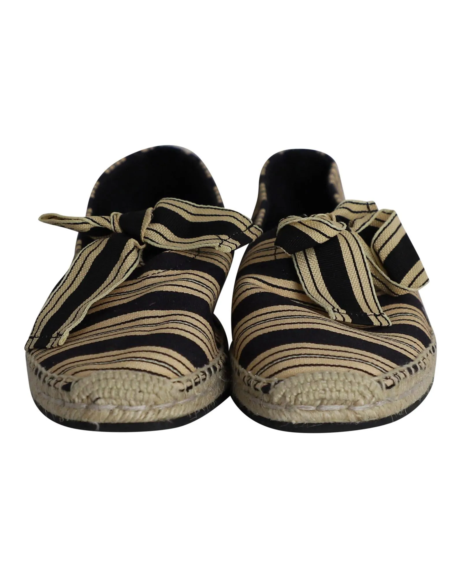 Playful Striped Canvas Bow Espadrille Flats