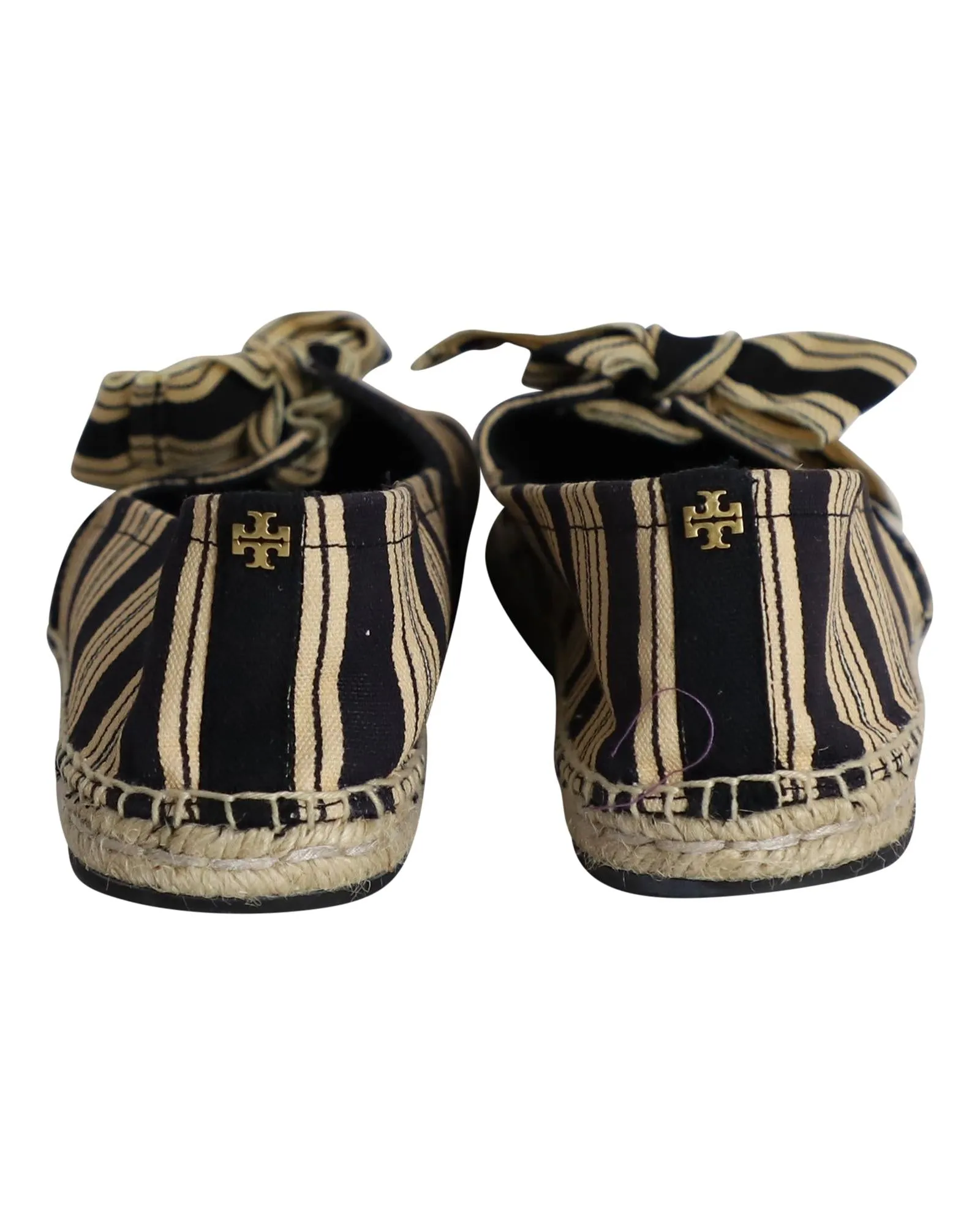 Playful Striped Canvas Bow Espadrille Flats
