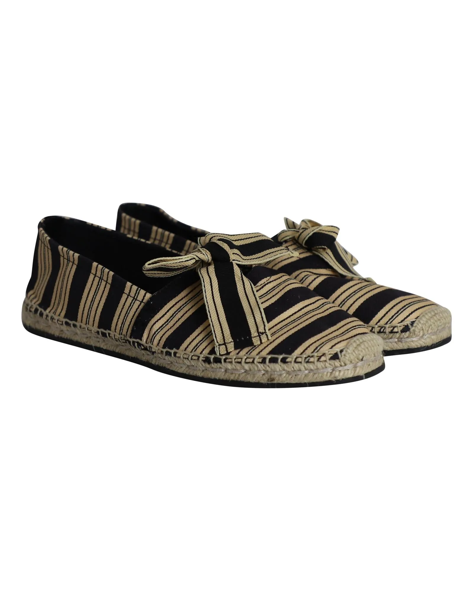 Playful Striped Canvas Bow Espadrille Flats