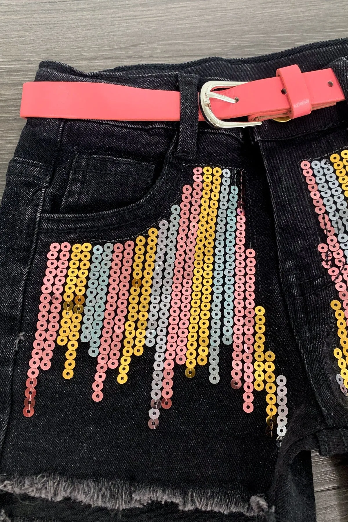 "Stay Sharp" Sequin Denim Short Set