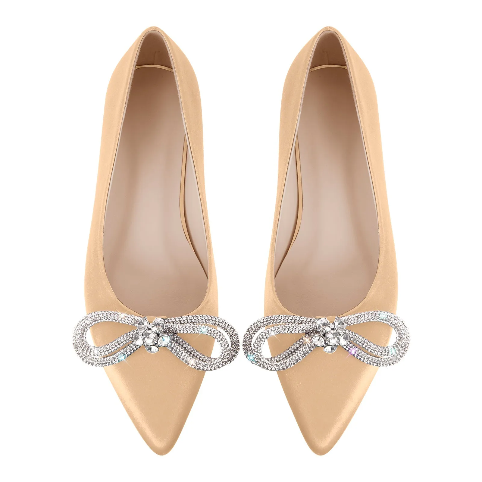 Rhinestones Bow Pointed Toe Flats
