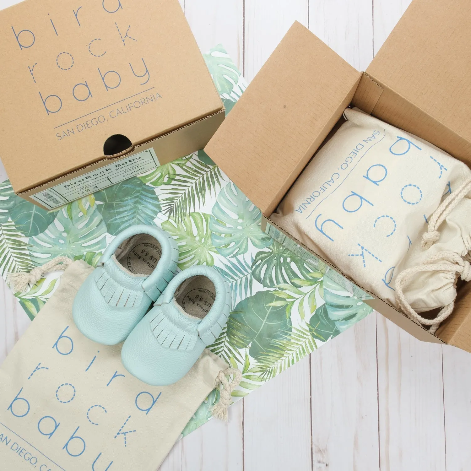 Seafoam Green Baby Moccasins