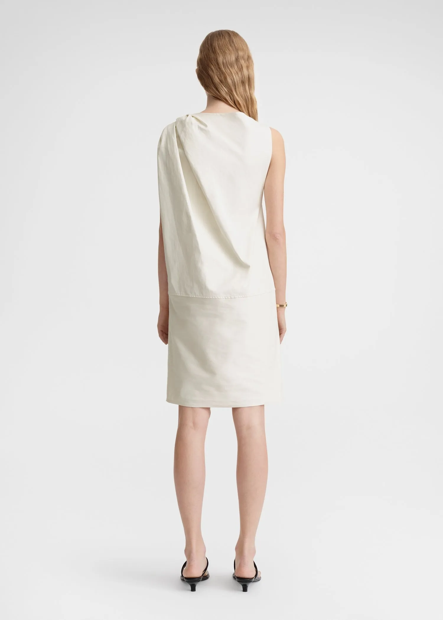 Shoulder-twist dress ecru
