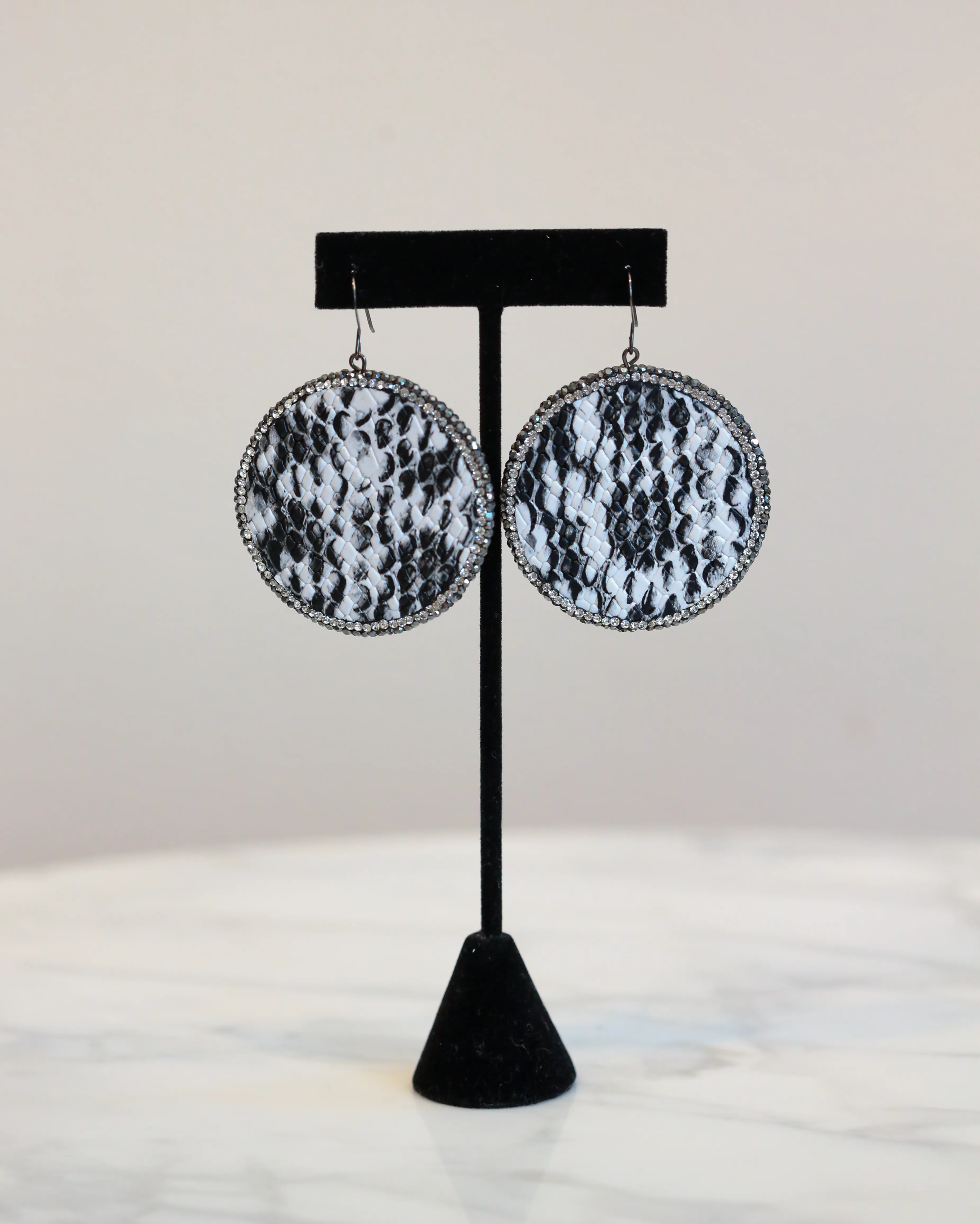 Snake Print Circle Earrings