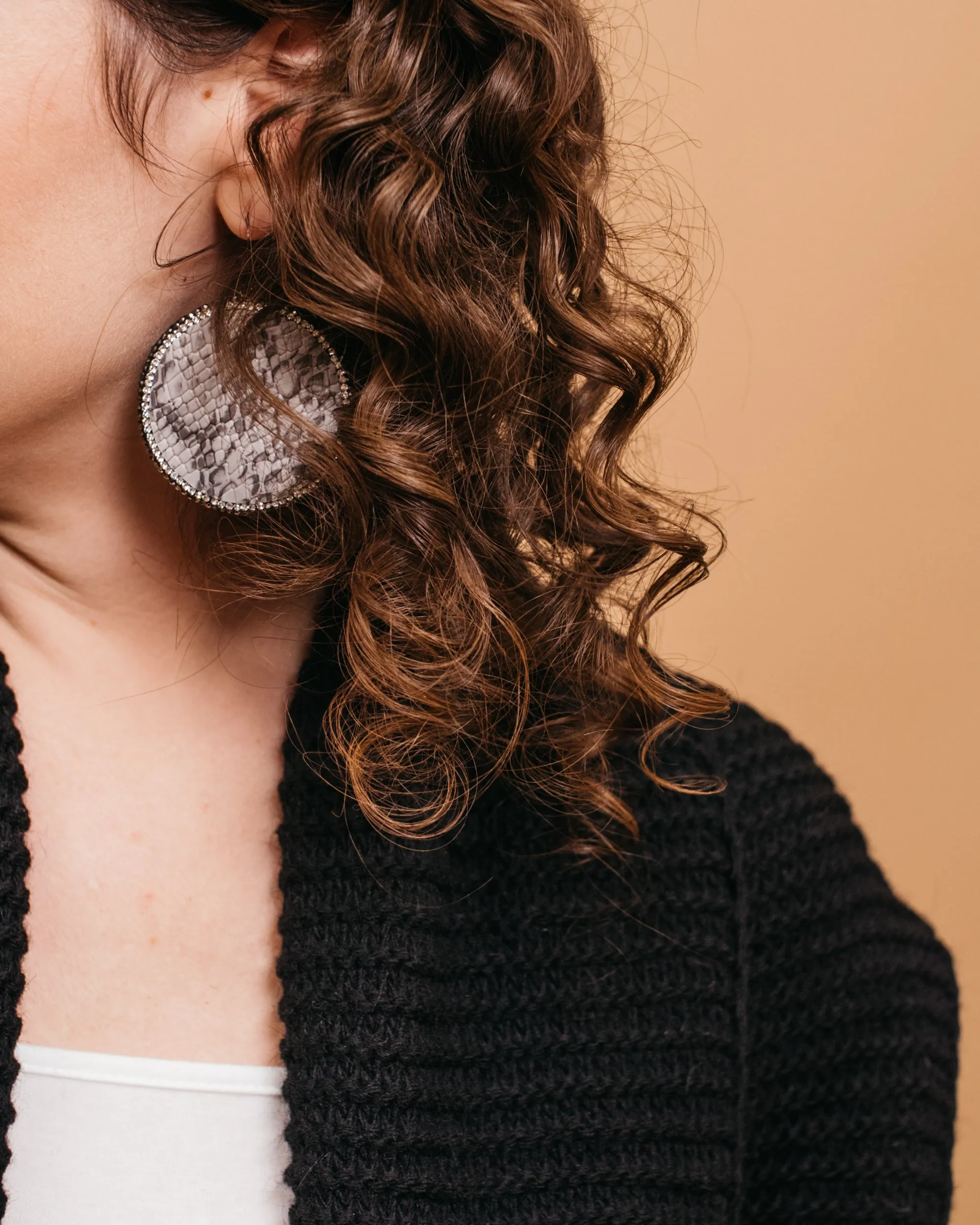 Snake Print Circle Earrings