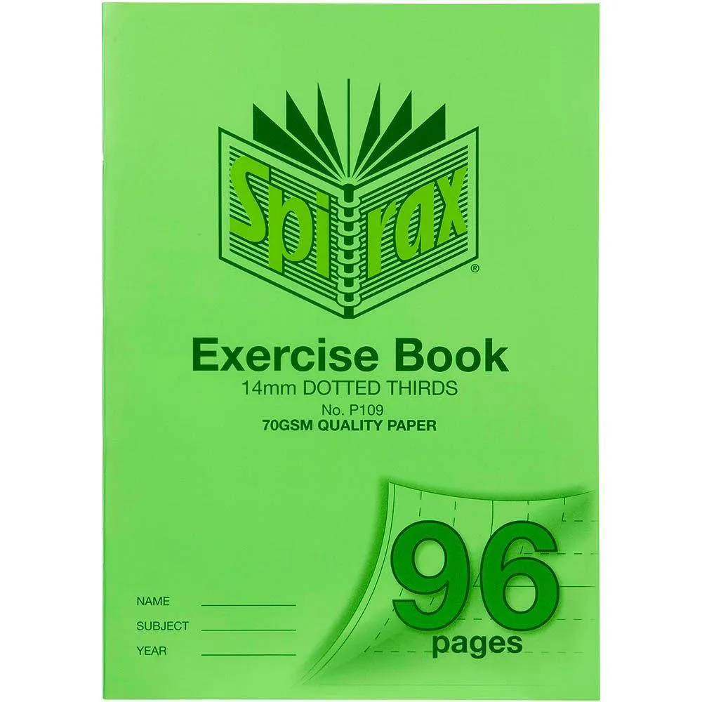 Spirax P109 Exercise Book Dotted Thirds 14Mm 70Gsm 96 Page A4 Green