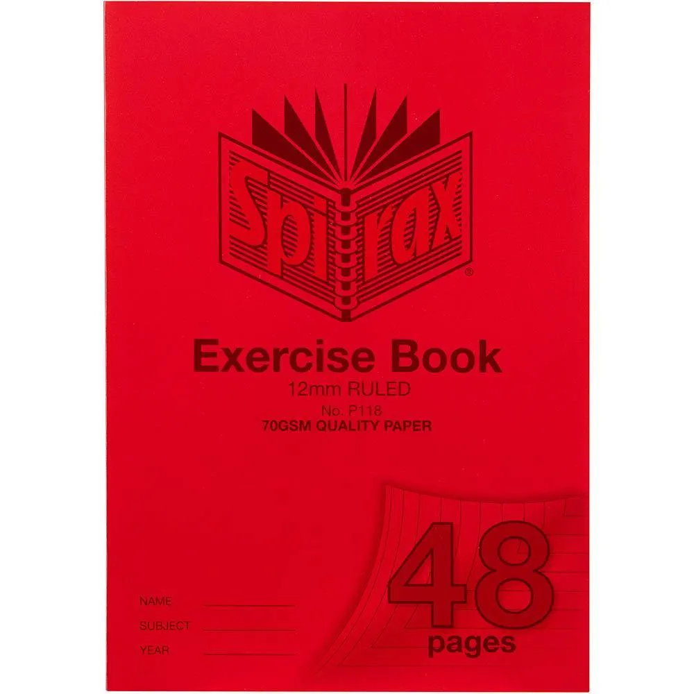 Spirax P118 Exercise Book Ruled 12Mm 70Gsm 48 Page A4 Red