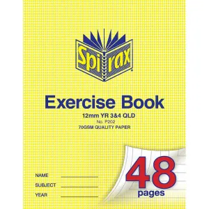 Spirax P202 Exercise Book Qld Ruling Year 3/4 12Mm 70Gsm 48 Page 225 X 175Mm