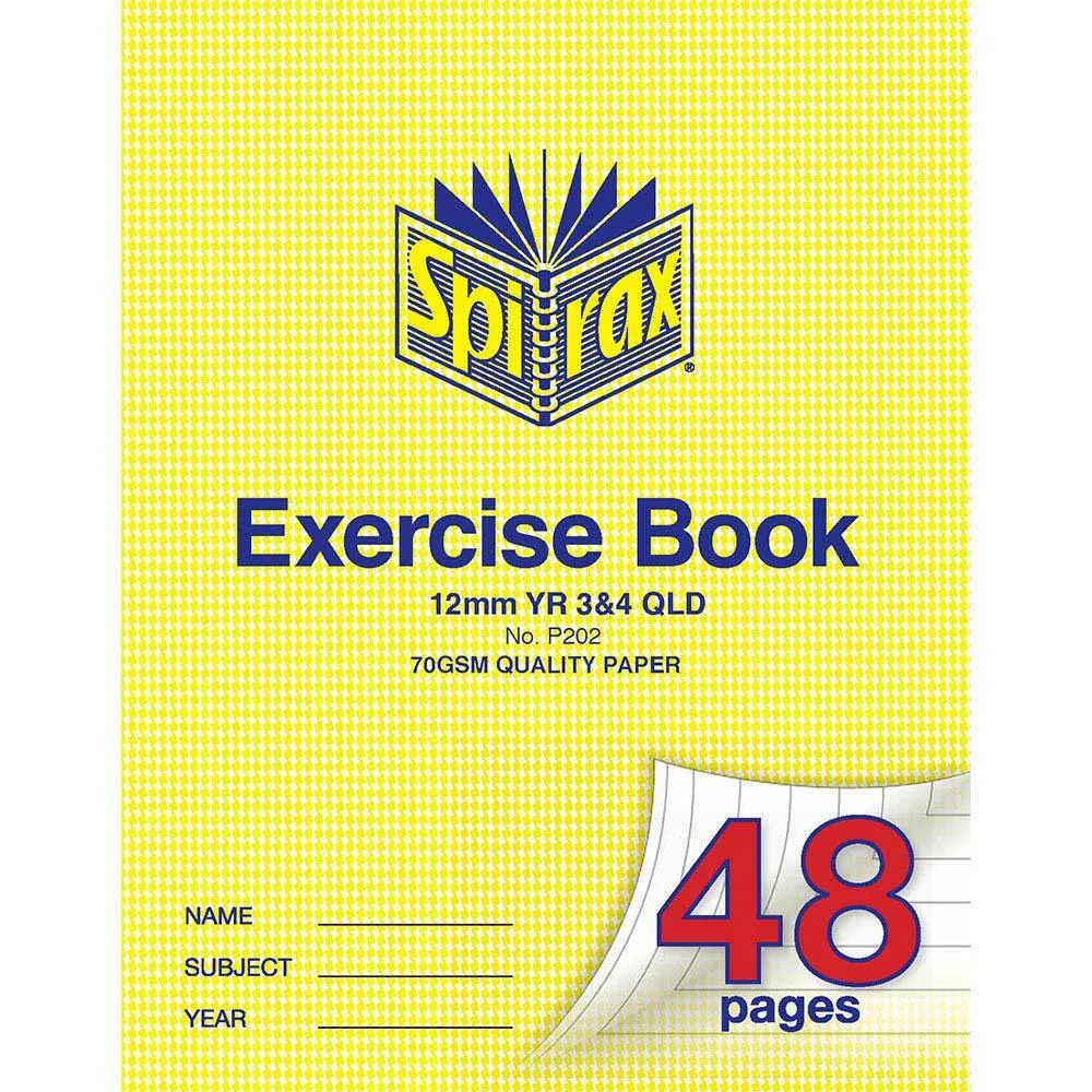 Spirax P202 Exercise Book Qld Ruling Year 3/4 12Mm 70Gsm 48 Page 225 X 175Mm