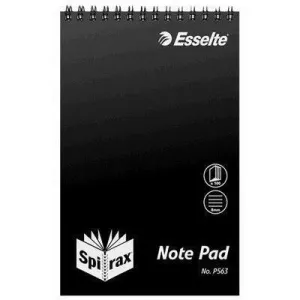 Spirax P563 Reporters Notebook Spiral Bound Top Open 100 Page 200 X 127Mm Black