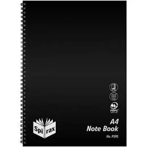 Spirax P595 Notebook 7Mm Ruled Polypropylene Cover Spiral Bound 120 Page A4 Black