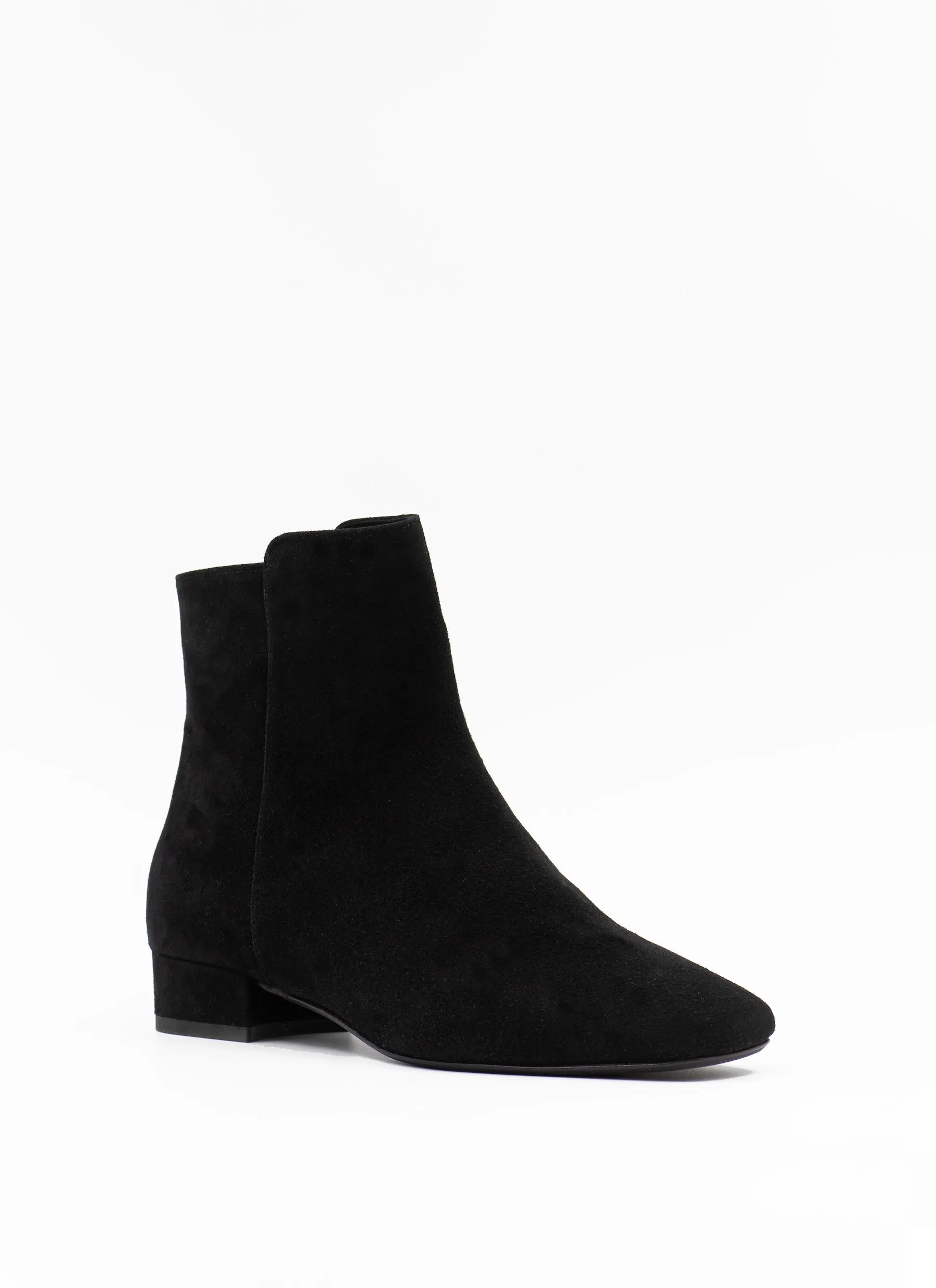Square toe ankle boots in black suede
