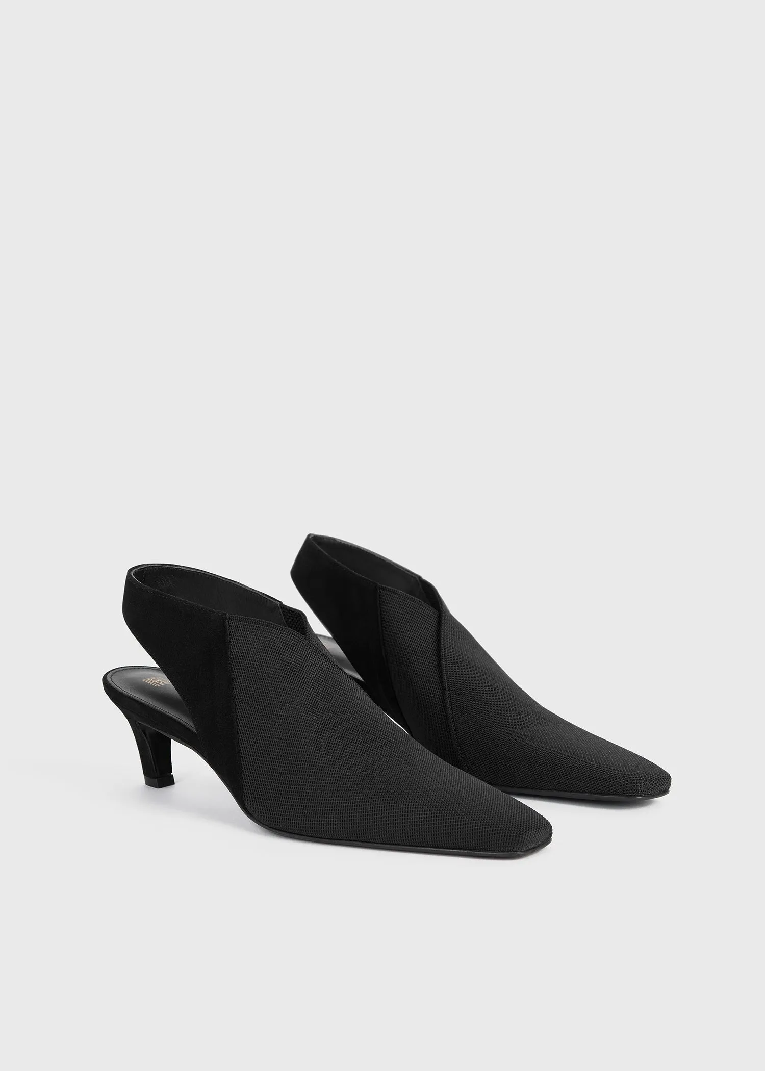 The Mid Heel Elastic Slingback black