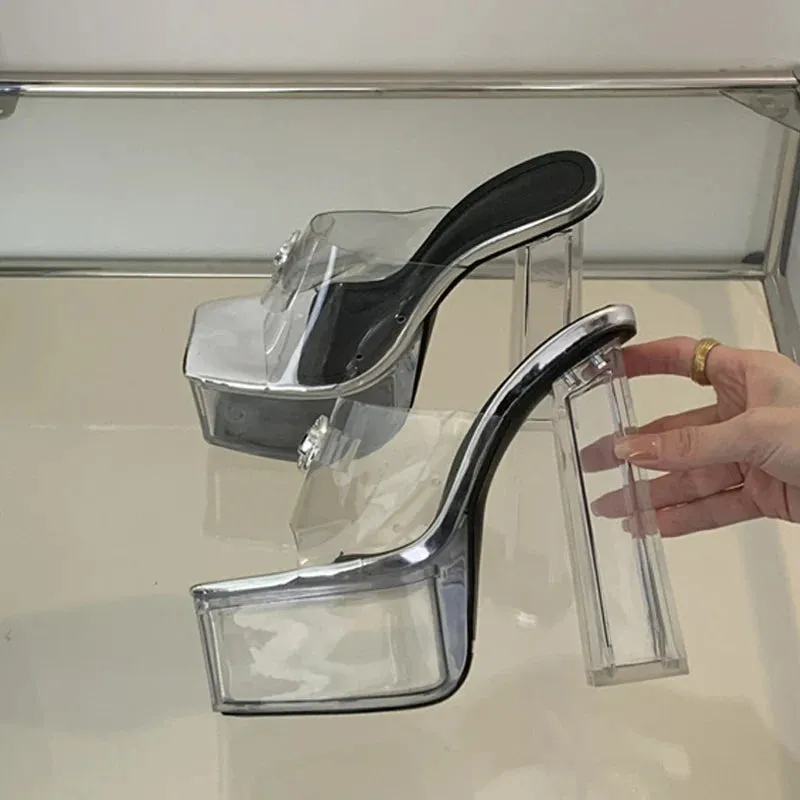 Transparent Chunky High Heel platform sandals