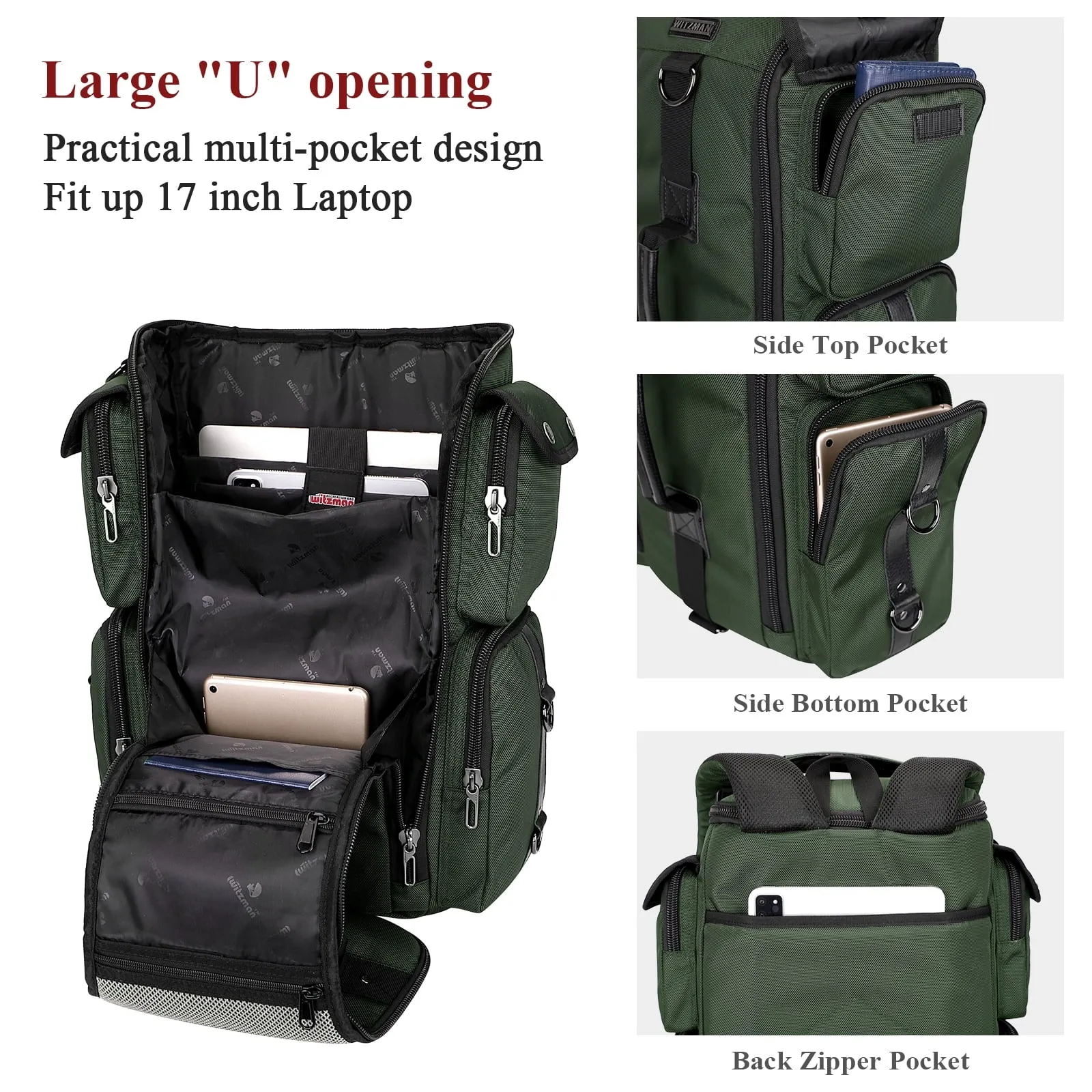 Travel Backpack for Men Carry on Nylon Duffel Bags Large Capacity Laptop Backpack for 17 Inch(6695 Army Green)