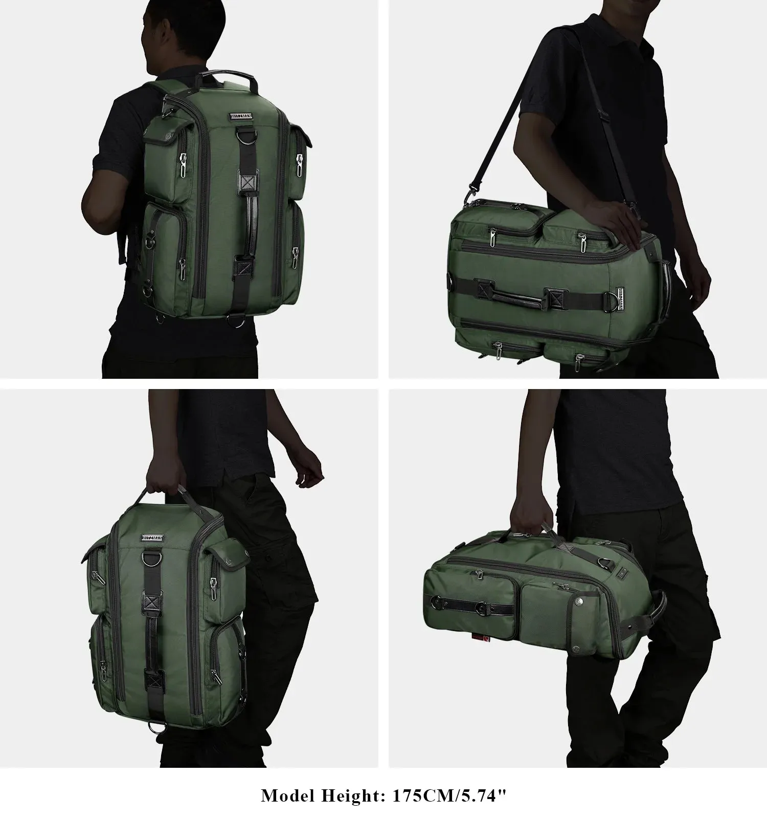 Travel Backpack for Men Carry on Nylon Duffel Bags Large Capacity Laptop Backpack for 17 Inch(6695 Army Green)