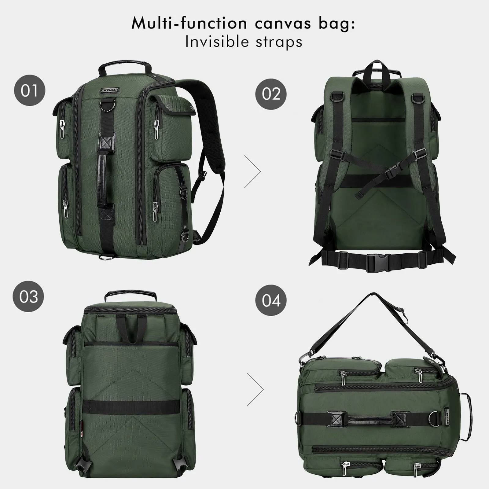 Travel Backpack for Men Carry on Nylon Duffel Bags Large Capacity Laptop Backpack for 17 Inch(6695 Army Green)