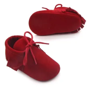 Unisex fringe moccasins - Red
