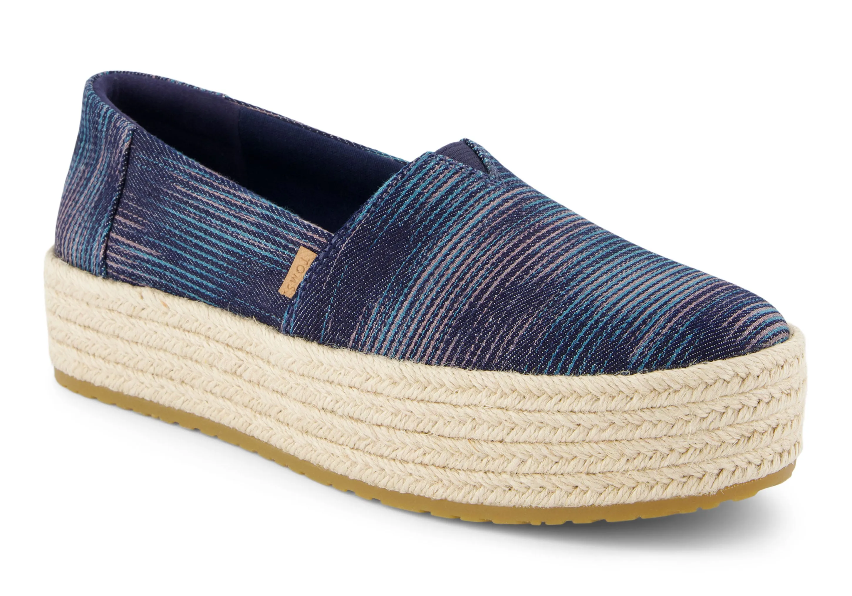 Valencia Platform Espadrille - Navy Novelty Denim