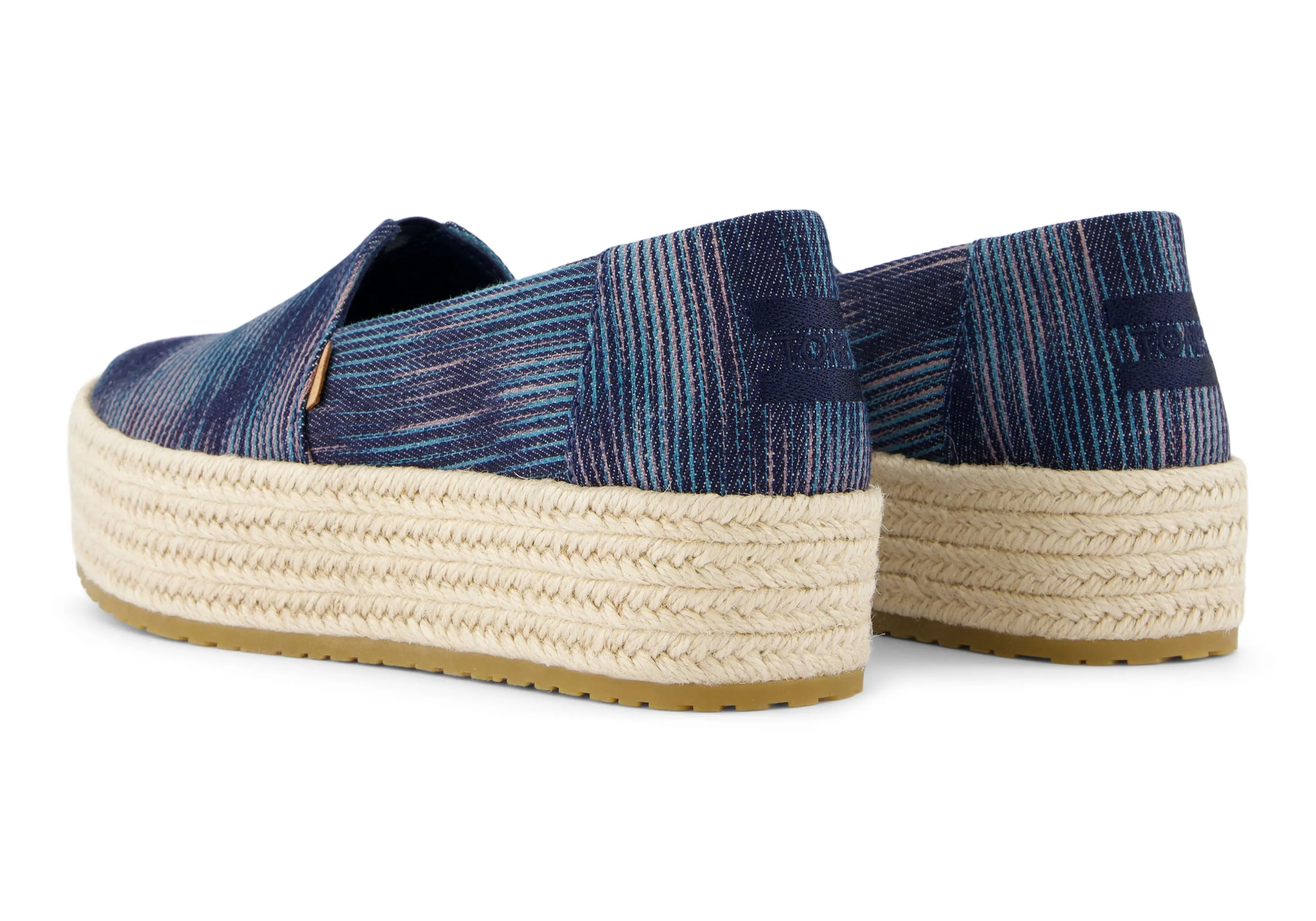 Valencia Platform Espadrille - Navy Novelty Denim