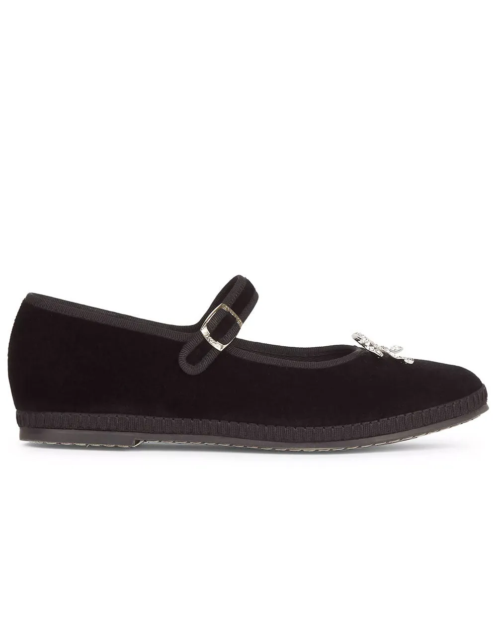 Velvet Ballet Flat in Black