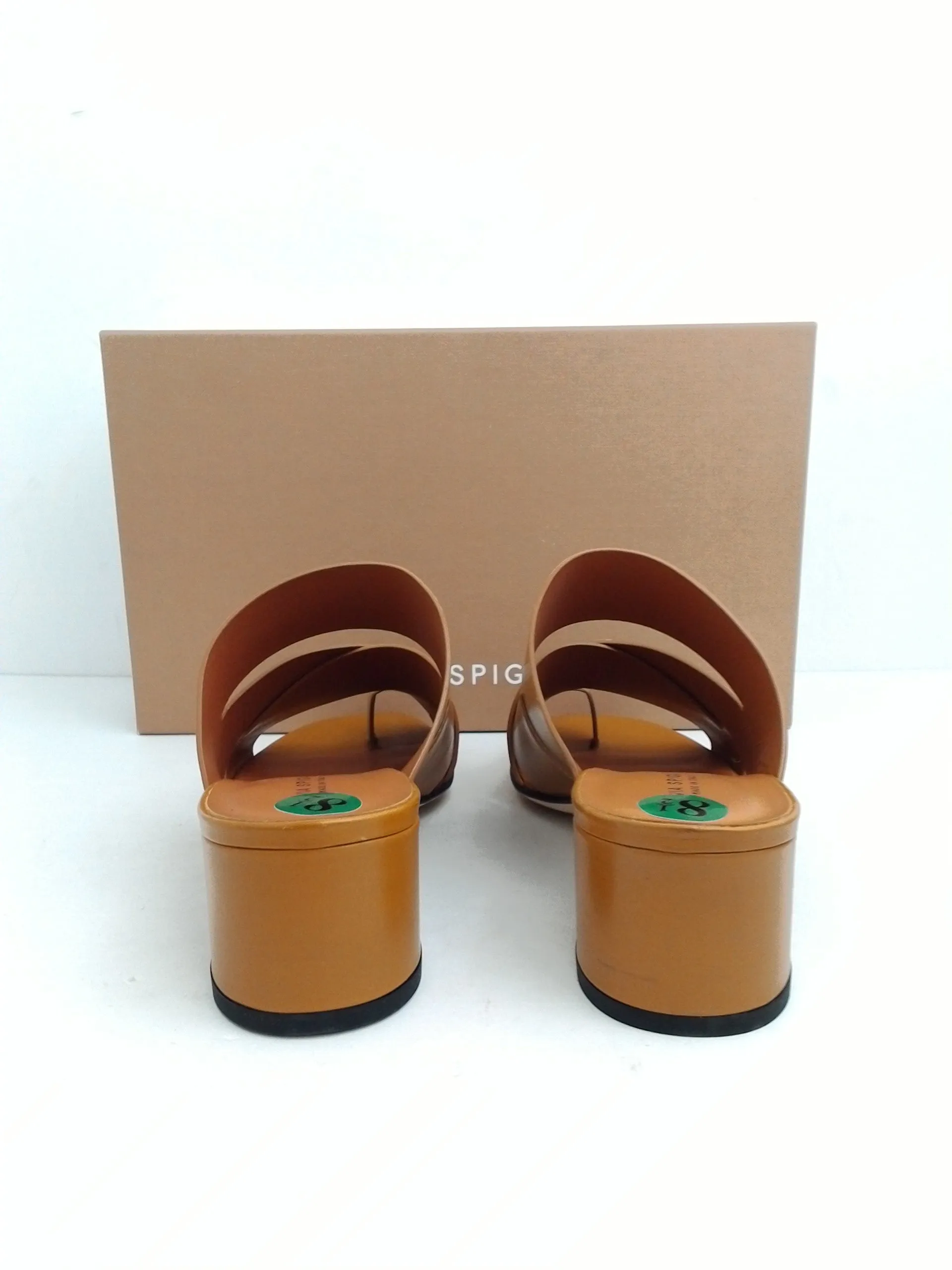 Via Spiga Women's Fae Tan Leather Heeled Sandal Size 8.5 M