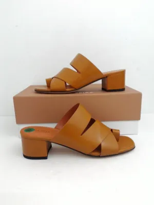Via Spiga Women's Fae Tan Leather Heeled Sandal Size 8.5 M