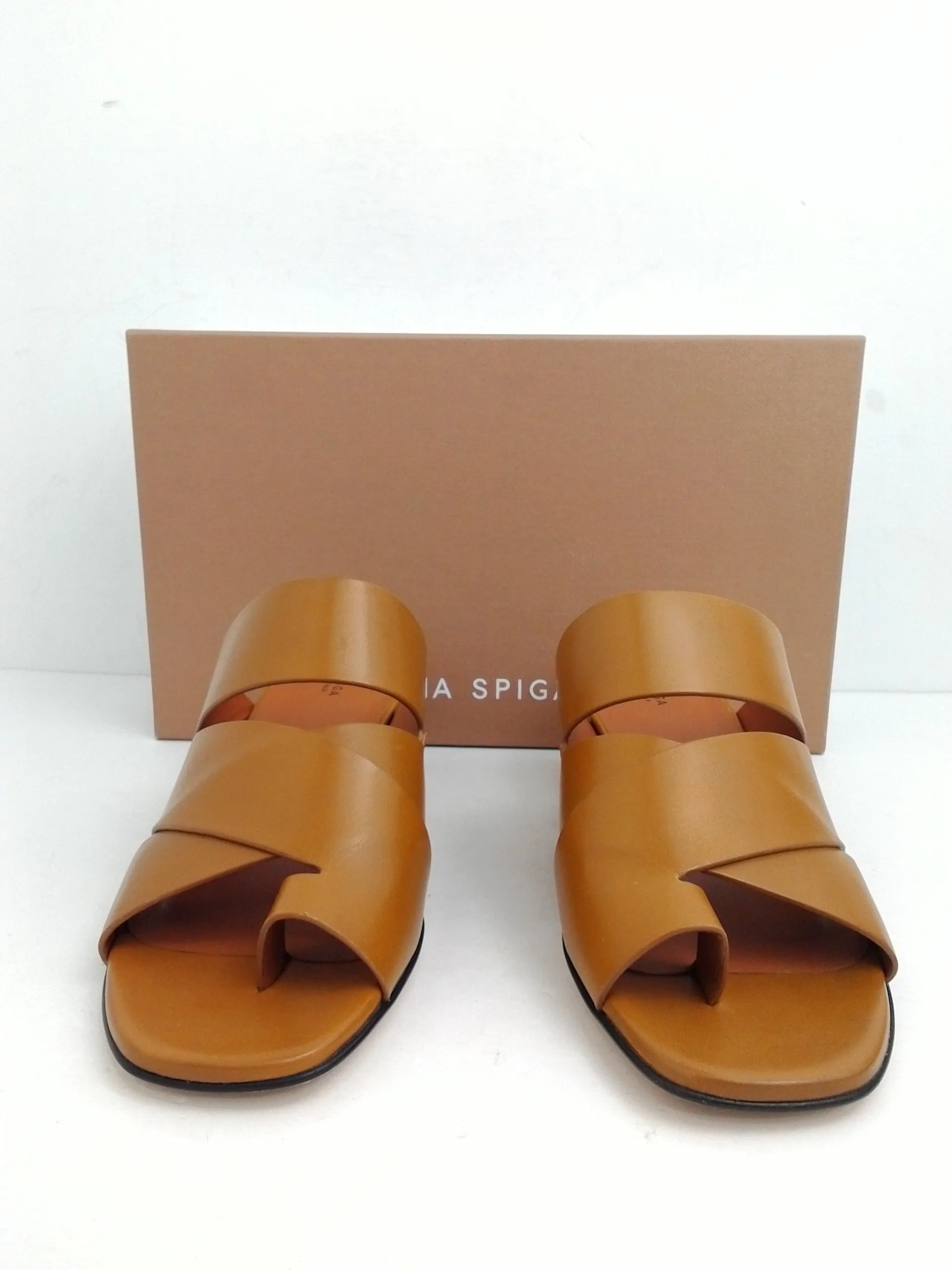 Via Spiga Women's Fae Tan Leather Heeled Sandal Size 8.5 M