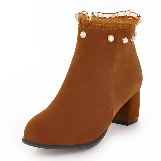 Winter Boots Woman Zip Up High Heels