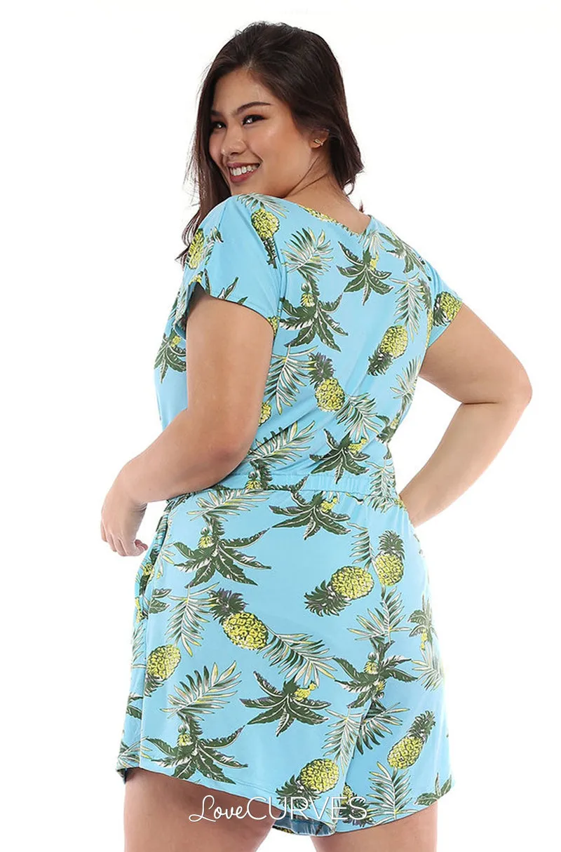 Wrap Romper - Blue Pineapple