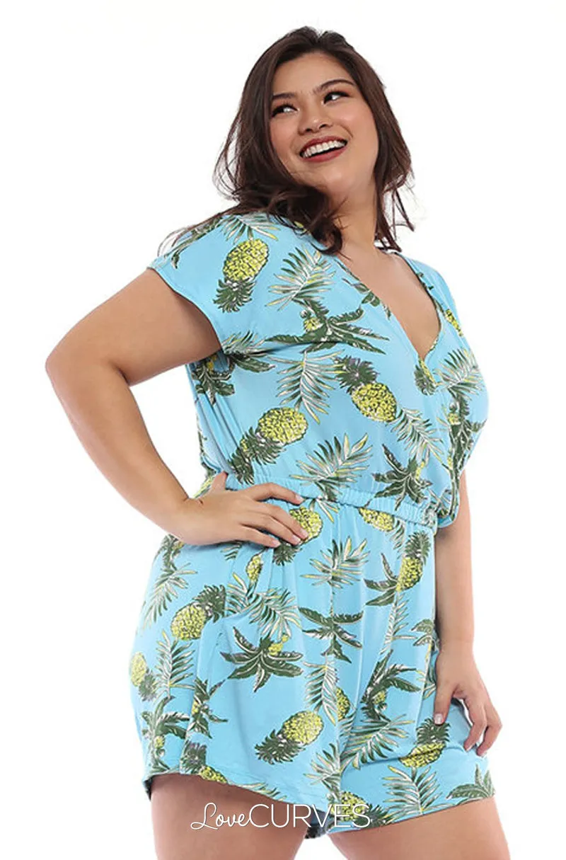 Wrap Romper - Blue Pineapple