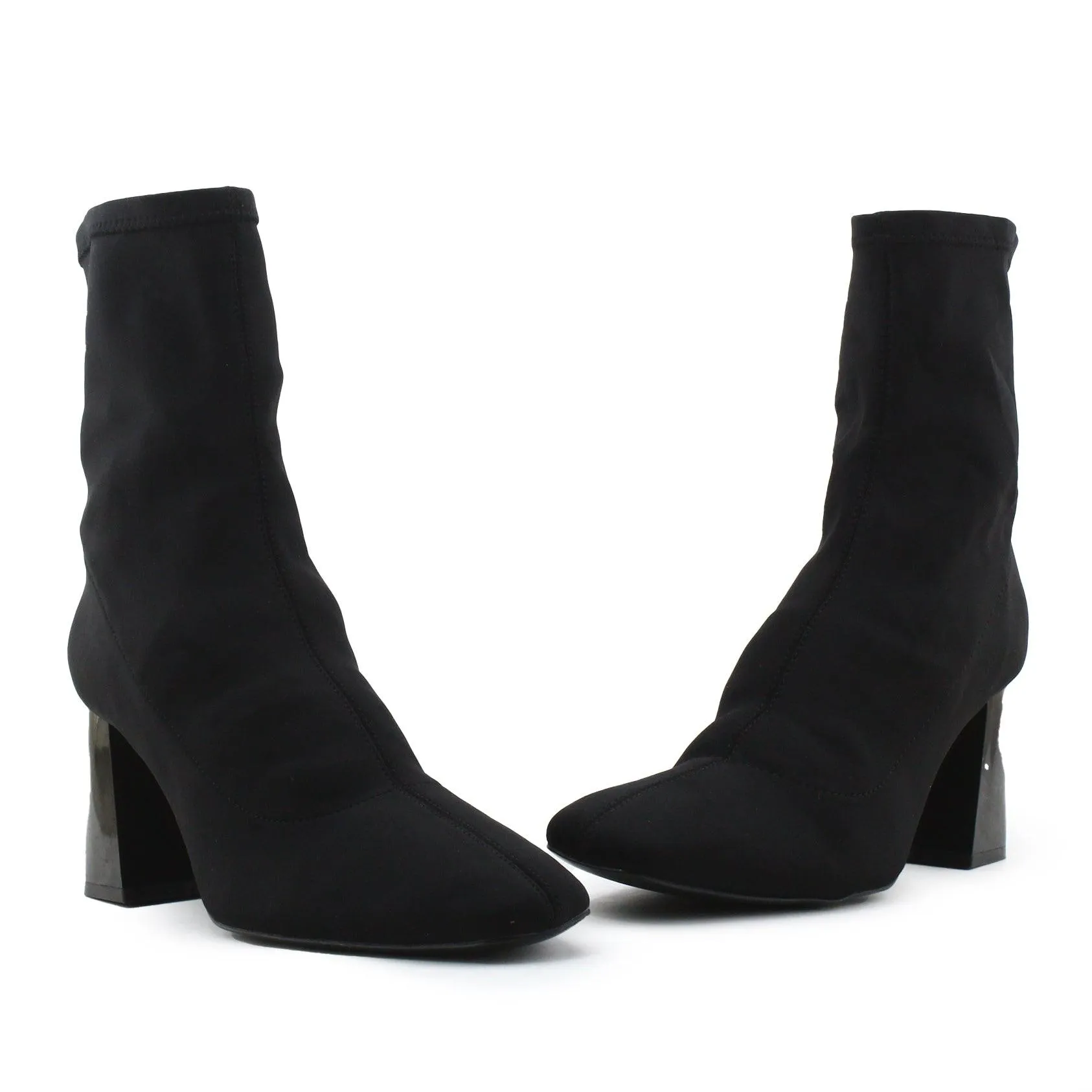 Zara Block Heels Sock Boots | Textile